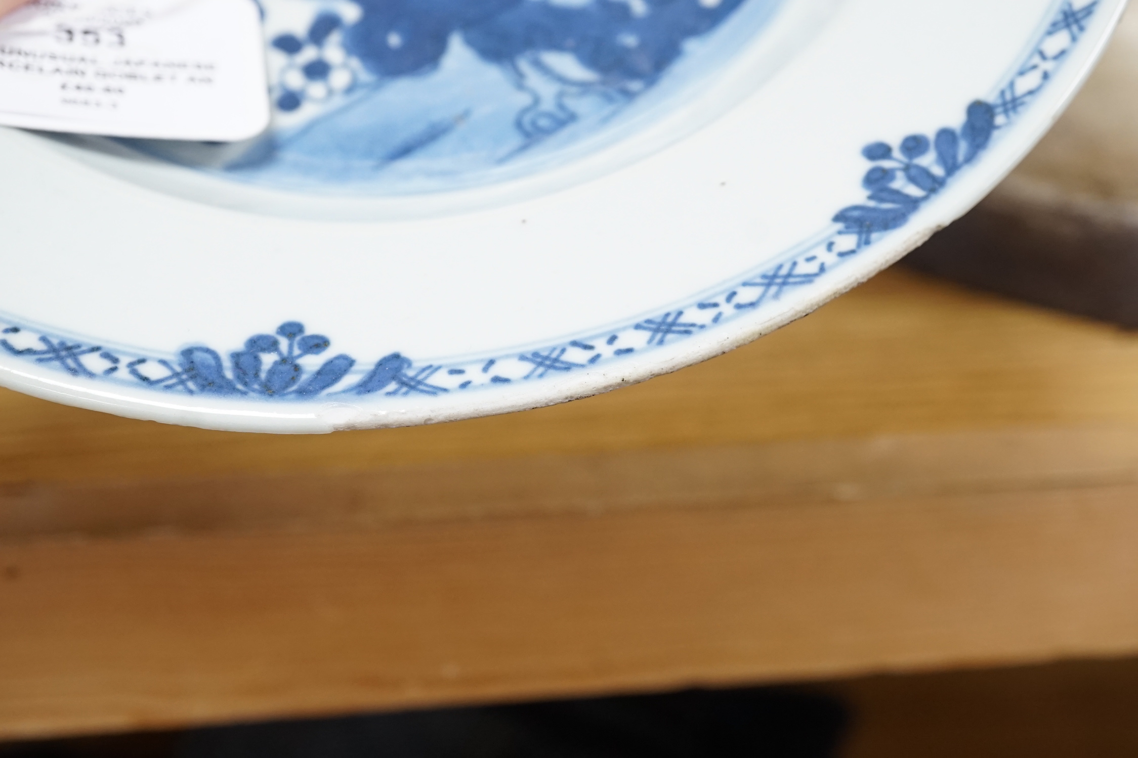 An unusual Japanese porcelain goblet and an 18th century Chinese export blue and white plate